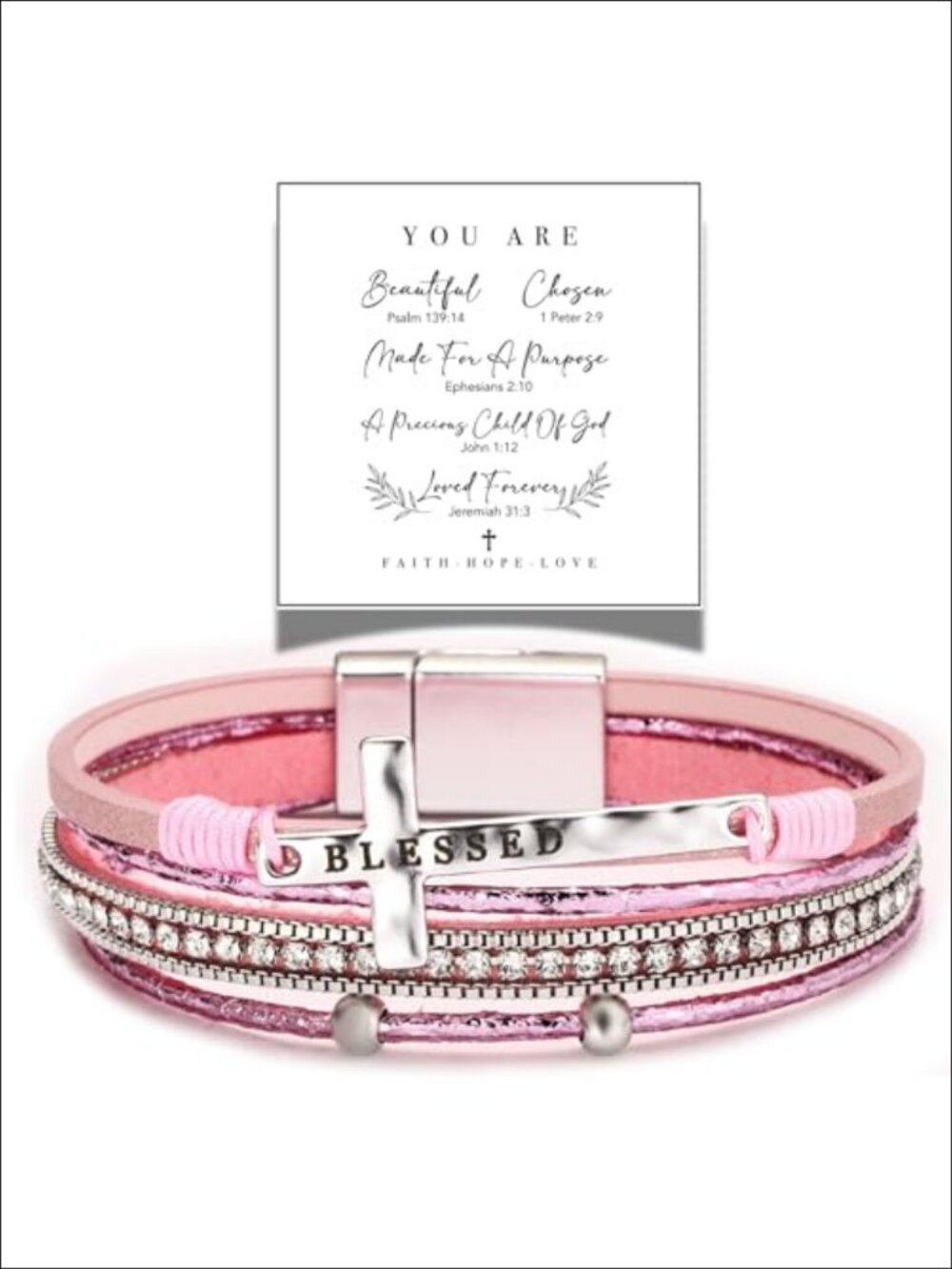 LINGYUAN Cross Bracelet for Women Leather Christian Religious Jewelry
